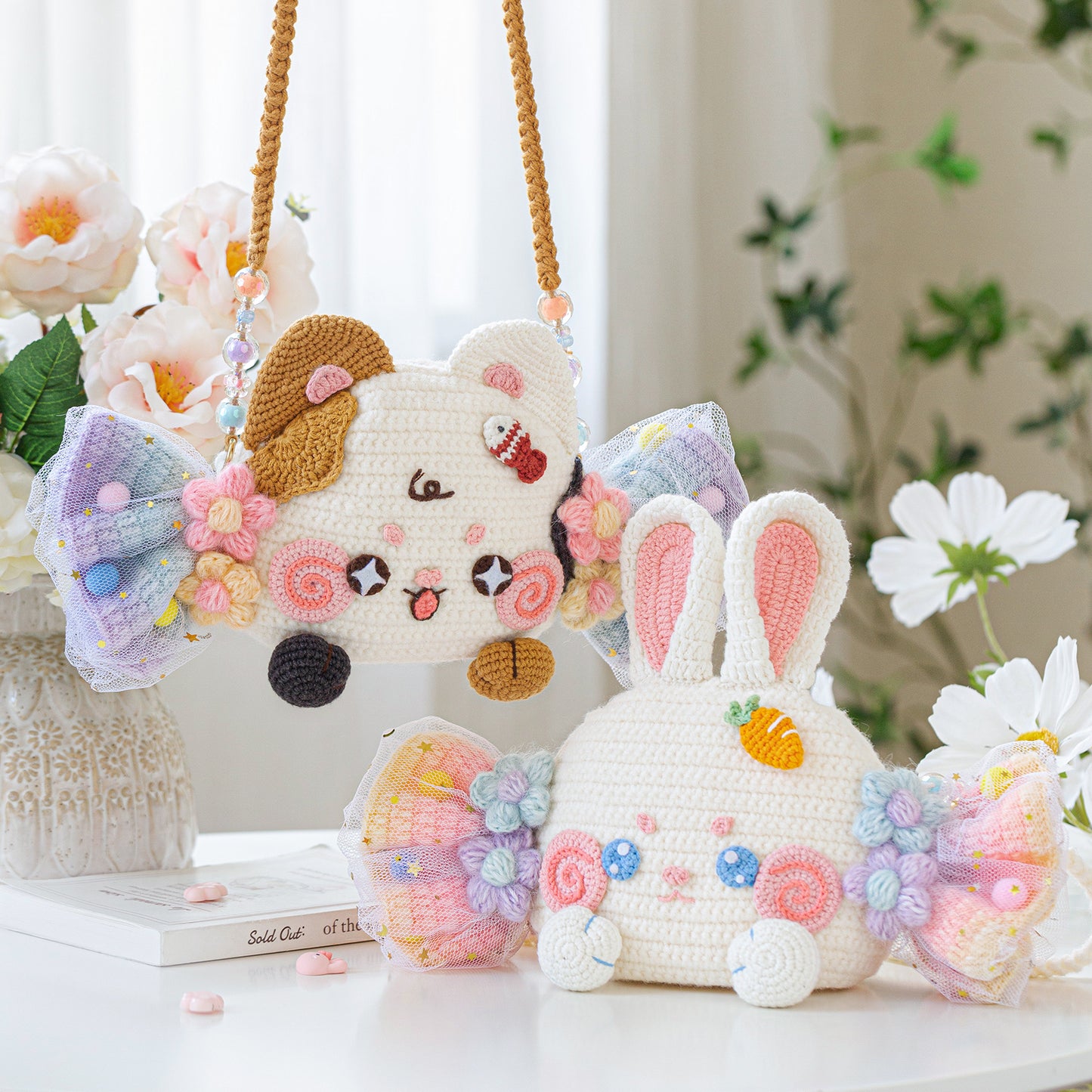 Candy Mini Shoulder Bag Crochet Yarn Kit | Kitty & Bunny Style| Susan's Family