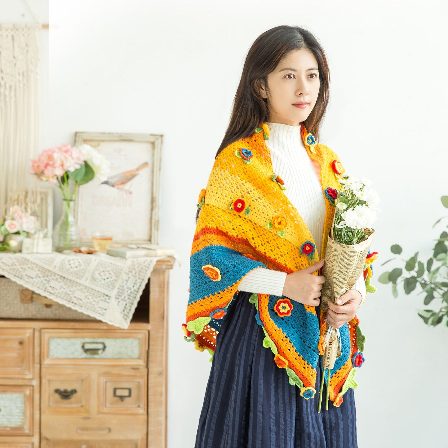 Floral Shawl Crochet Yarn Kit | Susan's Family Crochet Kit