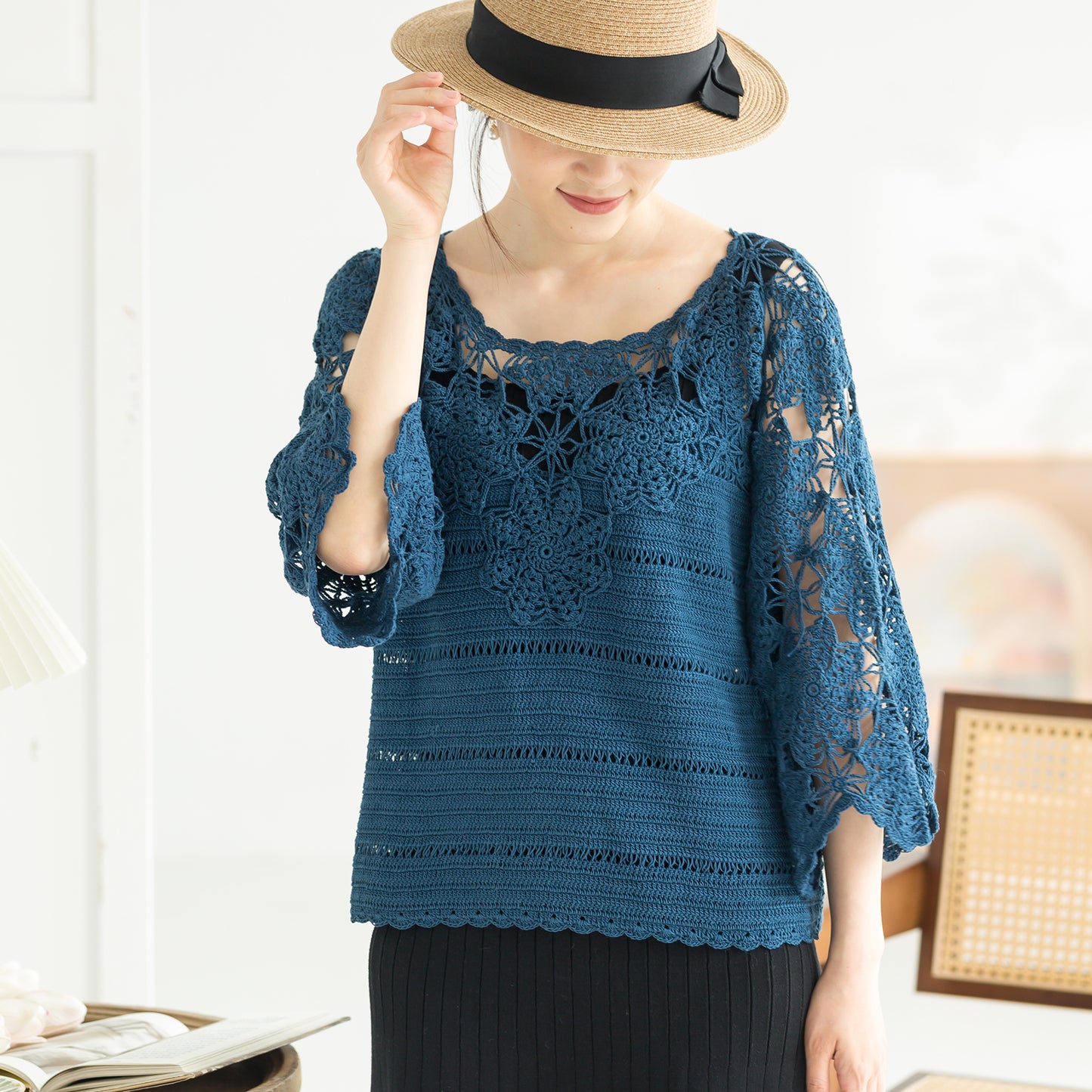 Summer Lace Pullover Crochet Yarn Kit | Feng Series | Susan's Family