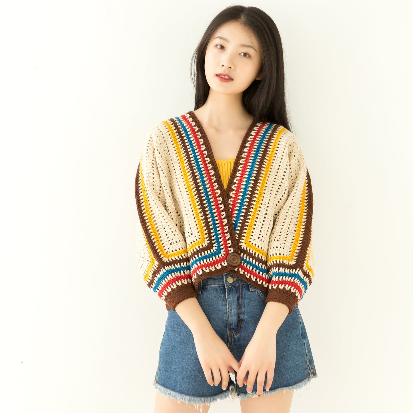 Stylish Striped Cardigan Crochet Yarn Kit | Transetter Series | Susan's Family