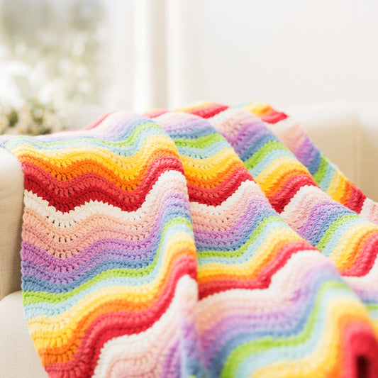 Regenbogen-Wellendecke Häkelgarn-Set | Susans Familien-Häkelset für Anfänger