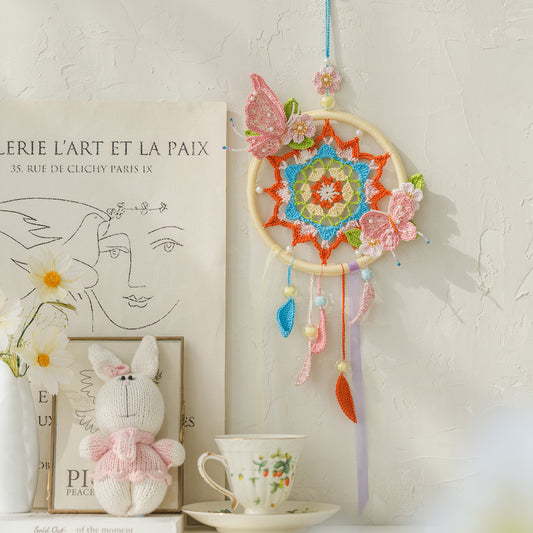 Häkelgarn-Set mit Feder-Schmetterling-Traumfänger | Susan's Family