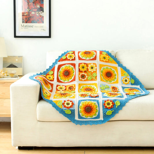 Sunflower Blanket Crochet Yarn Kit | Susan's Family Beginners Crochet Kit