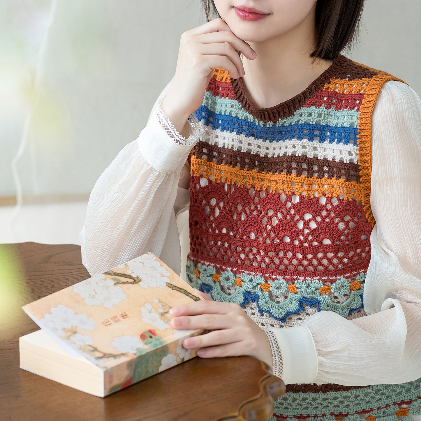 Lotus Brocade Vest Cochet Yarn Kit | Dunhuang Series | Susan's Family