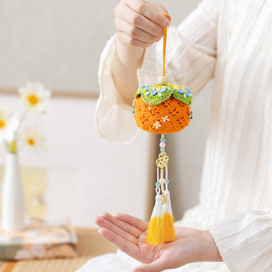 Lucky Persimmon Pouch Crochet Yarn Kit | Chinese Aesthetics Series | Susan's Family