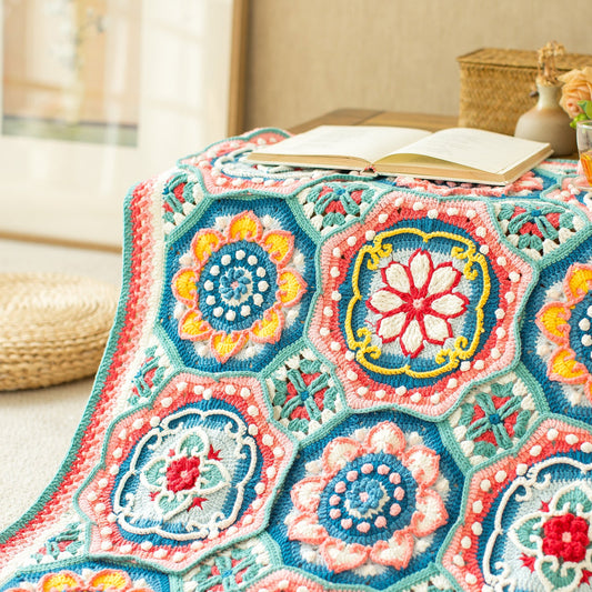 Ruyi Lotus Blanket Crochet Yarn Kit | Susan's Family Crochet Kit for Beginners