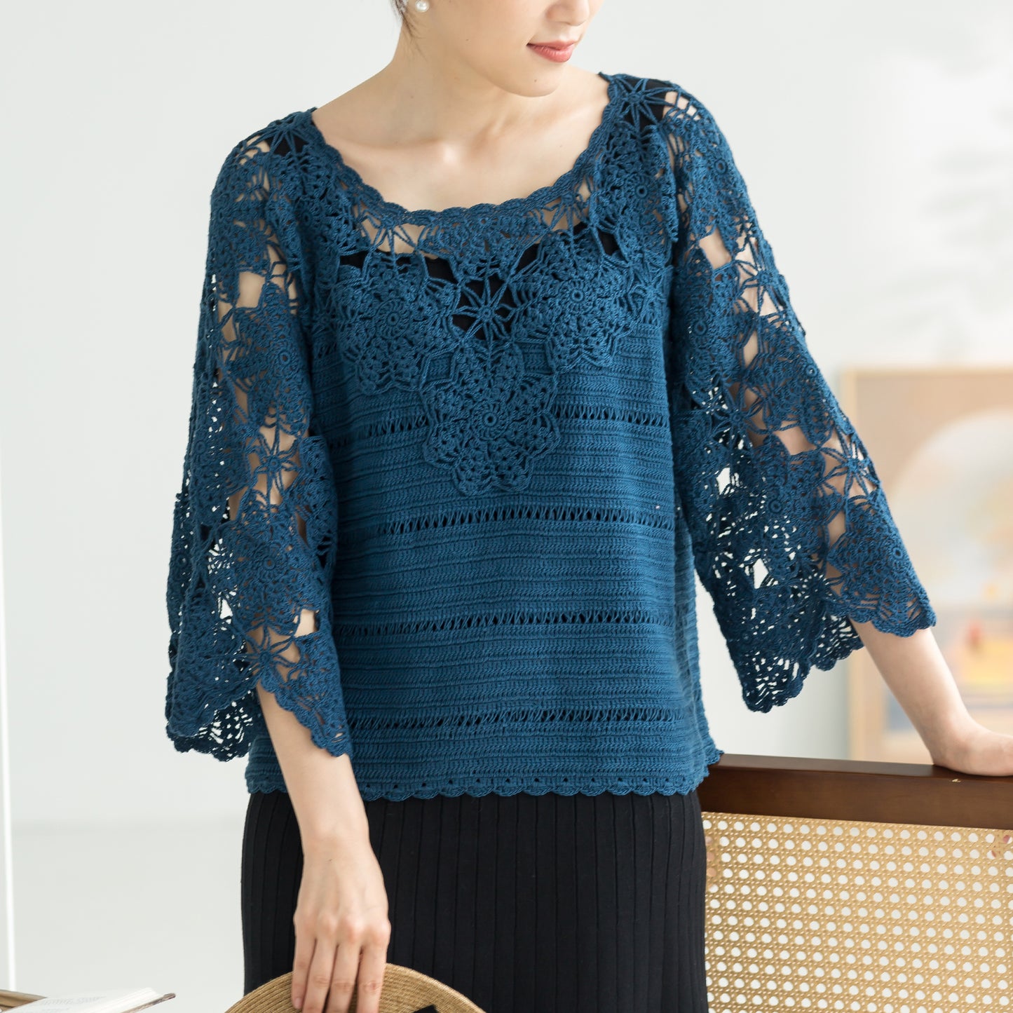Summer Lace Pullover Crochet Yarn Kit | Feng Series | Susan's Family
