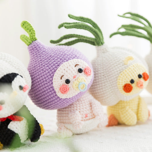 Knoblauch-Puns-Puppen-Häkelgarn-Set | Susans Familie