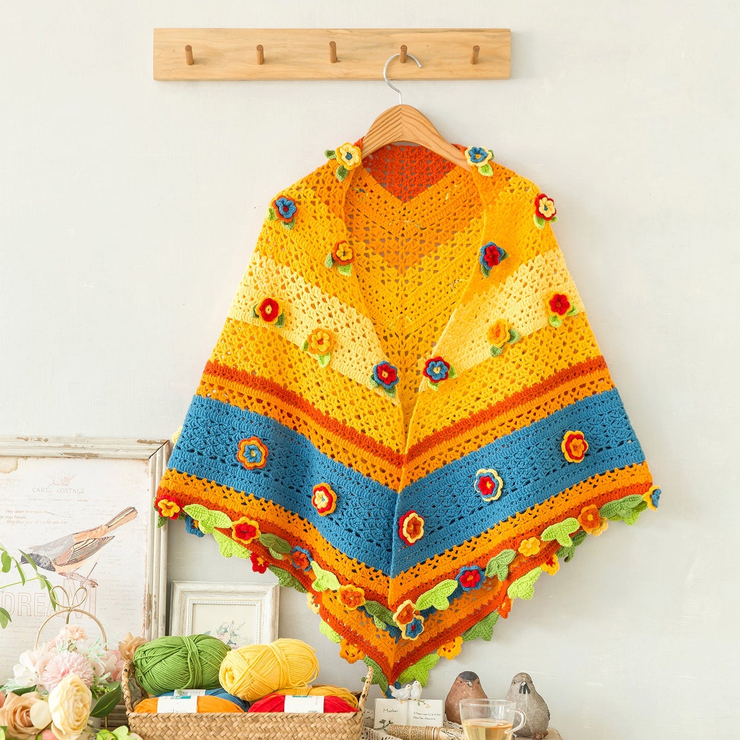 Floral Shawl Crochet Yarn Kit | Susan's Family Crochet Kit