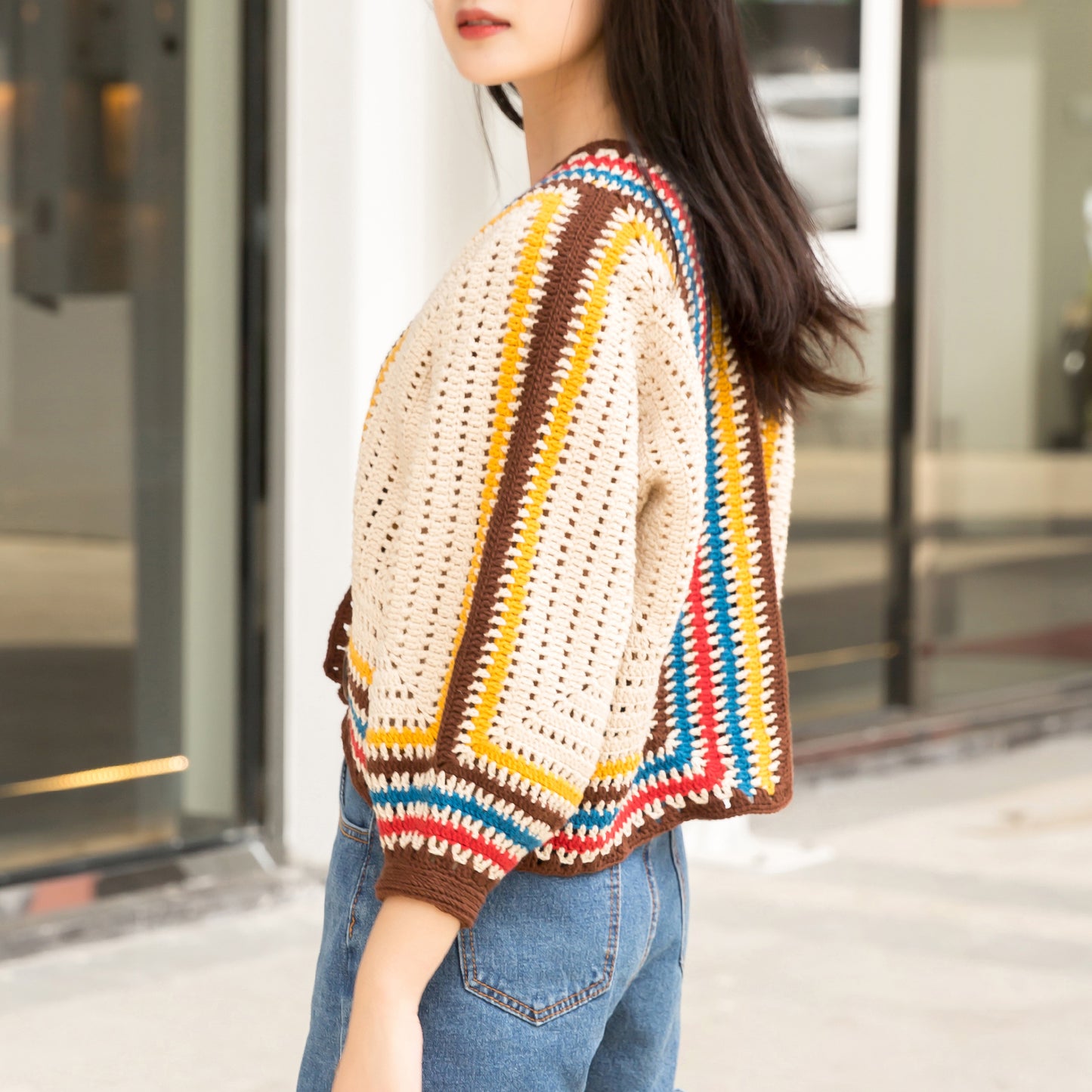 Stylish Striped Cardigan Crochet Yarn Kit | Transetter Series | Susan's Family