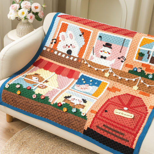 Kit de laine au crochet pour couverture Animal Home | La famille de Susan