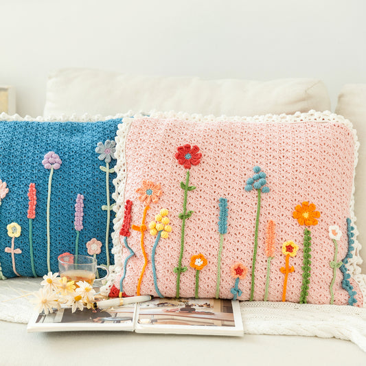 Flower Shadow Pillow Case-Blanket Crochet Yarn Kit | Susan's Family
