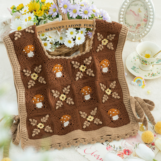 Pilz-Patchworkweste Häkelgarn-Set | Wald-Serie | Susans Familie