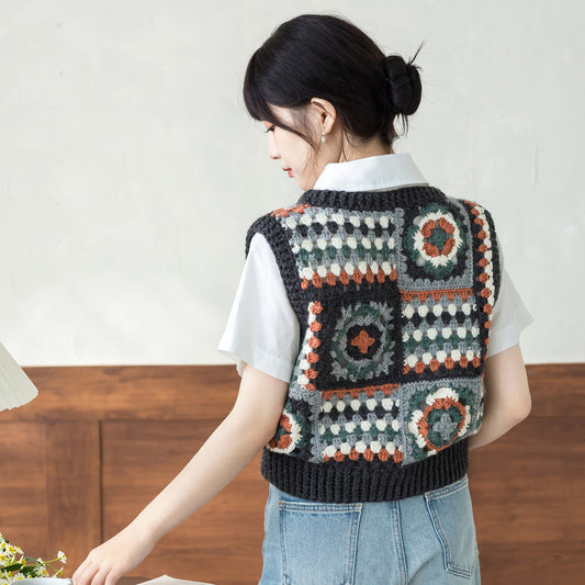 Qingyang Retro Mosaic Vest Crochet Yarn Kit | Retro Nostalgia Series | Susan's Family