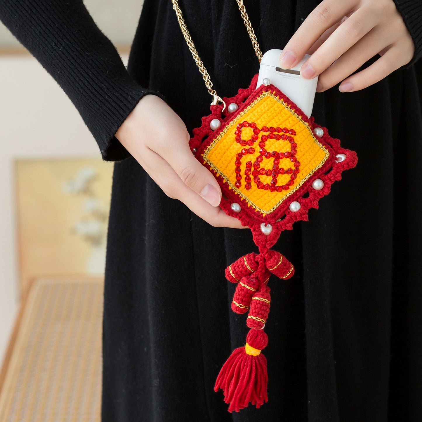 Fortune Earphone Pouch Crochet Yarn Kit | Chinese Aesthetics Series | Susan's Family