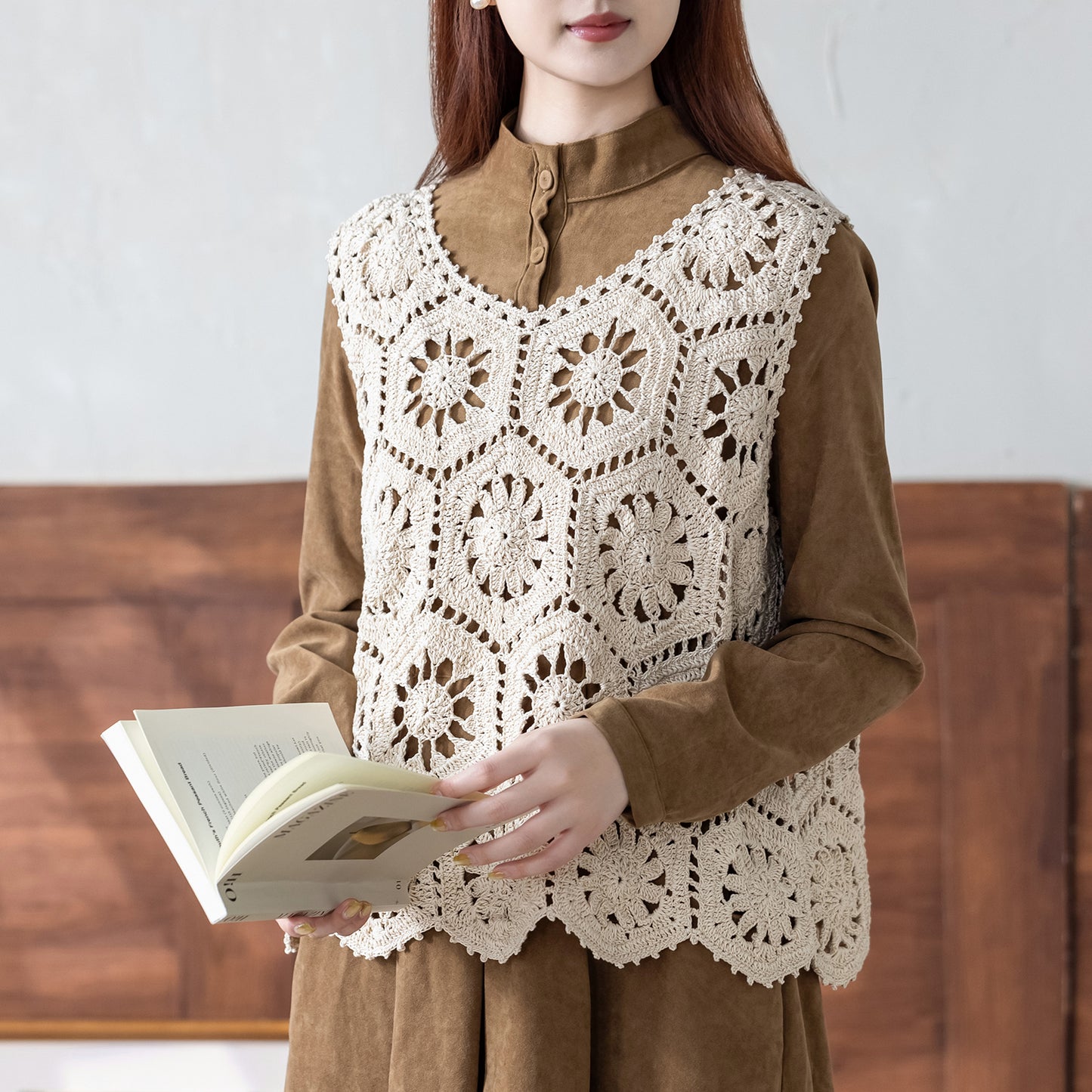 Liuyun Patchwork Pullover Vest Crochet Yarn Kit | Susan's Family
