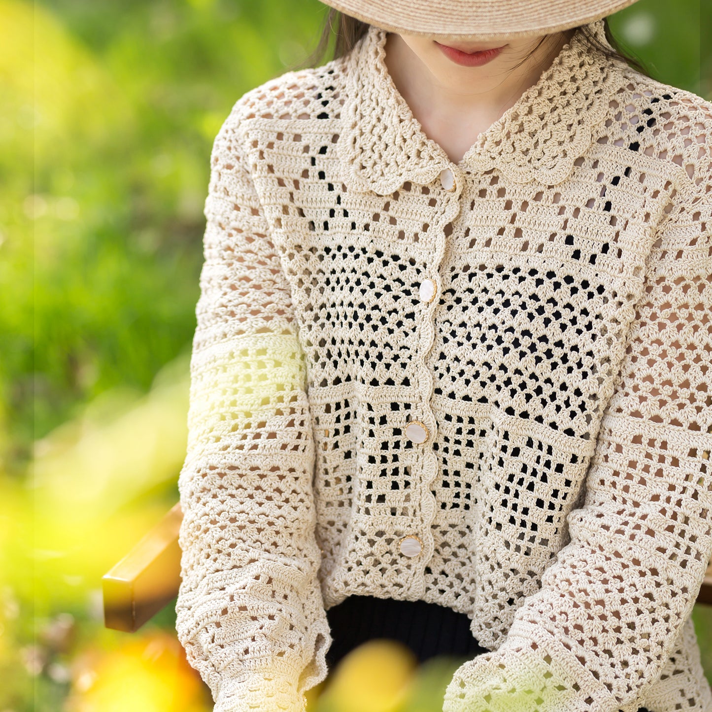 Falling Flowers Lace Cardigan Crochet Yarn Kit | Susan's Family