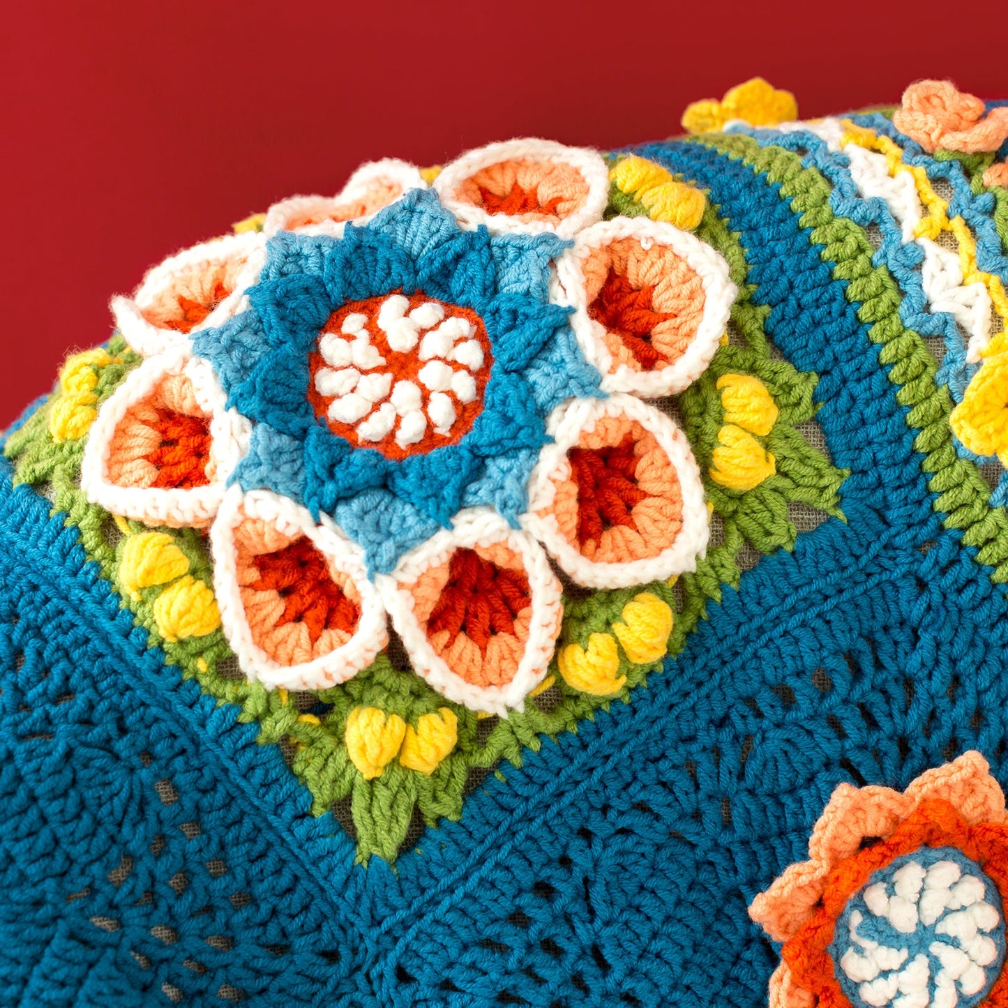 Baoxiang Flower Glazed Wall Pattern Blanket Crochet Yarn Kit | Susan's Family Beginners Crochet Kit Baoxianghua Glass Shadow Tapestry