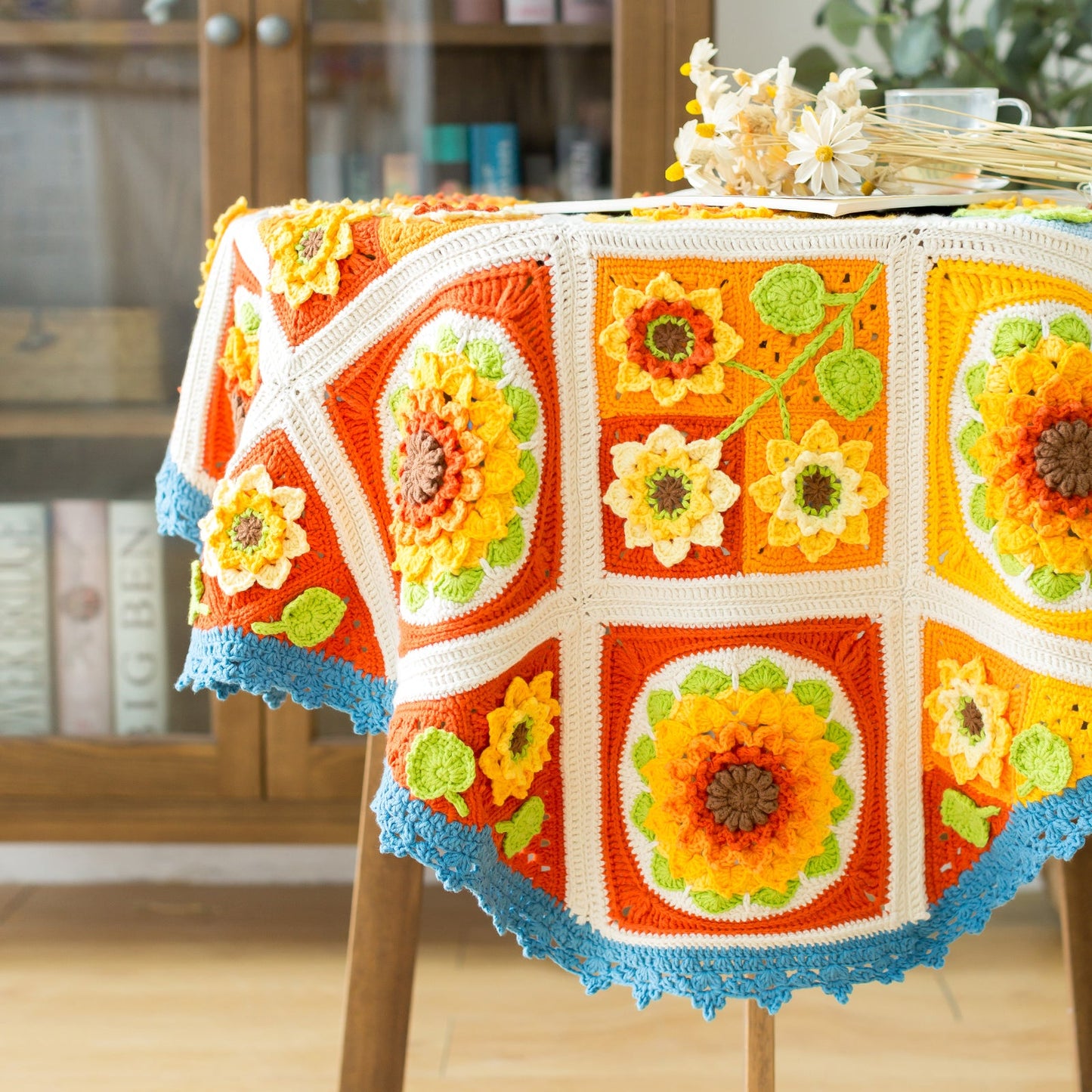 Sunflower Blanket Crochet Yarn Kit | Susan's Family Beginners Crochet Kit
