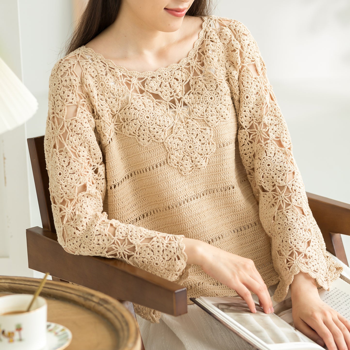 Summer Lace Pullover Crochet Yarn Kit | Feng Series | Susan's Family