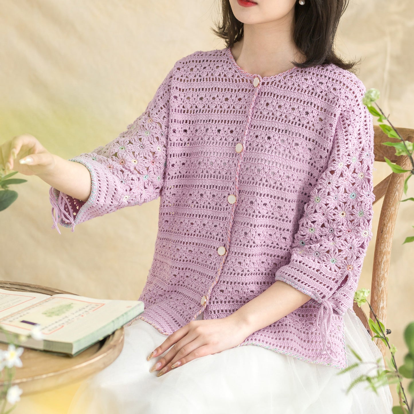 Eastern Fence Cardigan Crochet Yarn Kit | Herbal Chronicle Series | Susan's Family