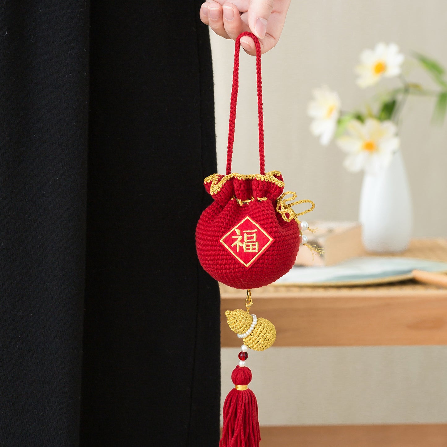 Fortune Earphone Pouch Crochet Yarn Kit | Chinese Aesthetics Series | Susan's Family