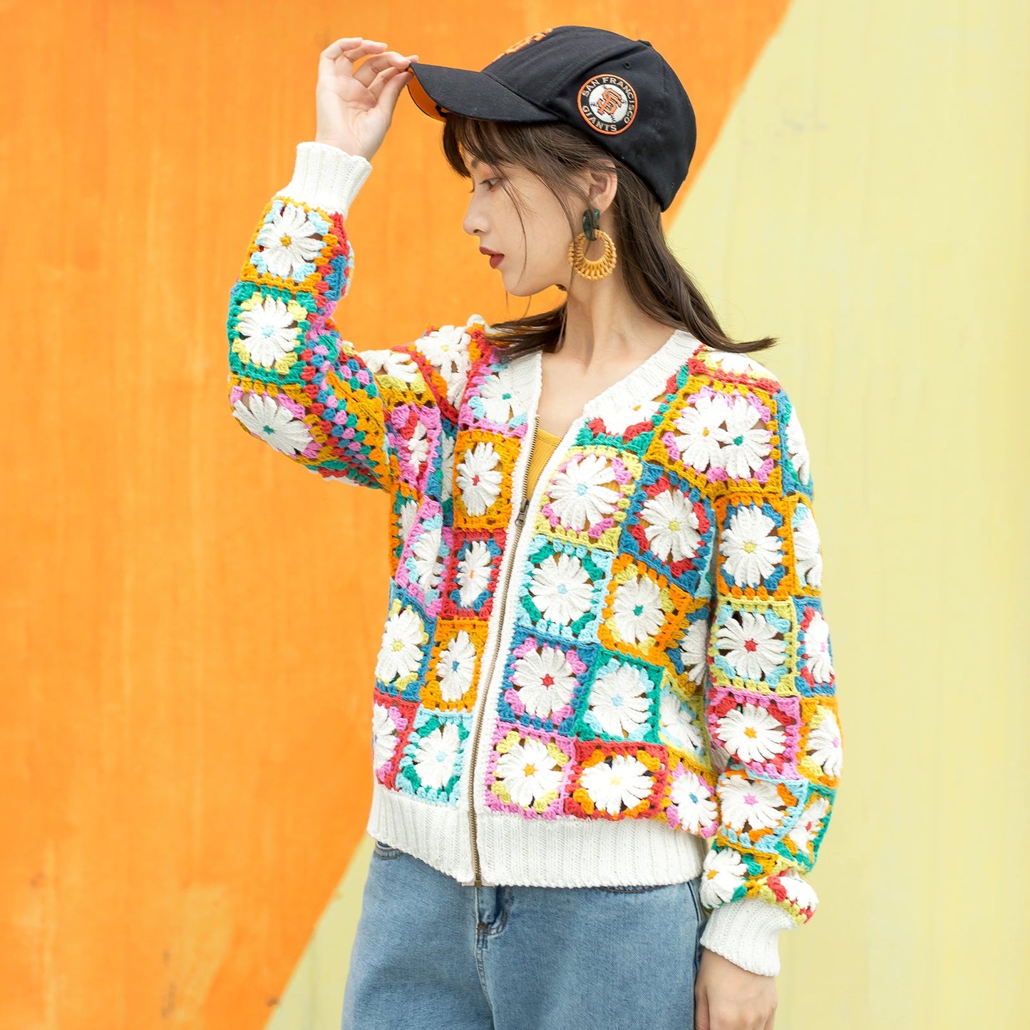 Daisy Contrasting Color Jacket Crochet Yarn Kit | Susan's Family
