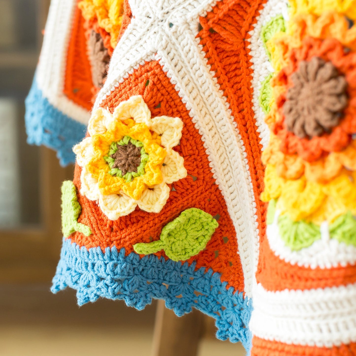 Sunflower Blanket Crochet Yarn Kit | Susan's Family Beginners Crochet Kit