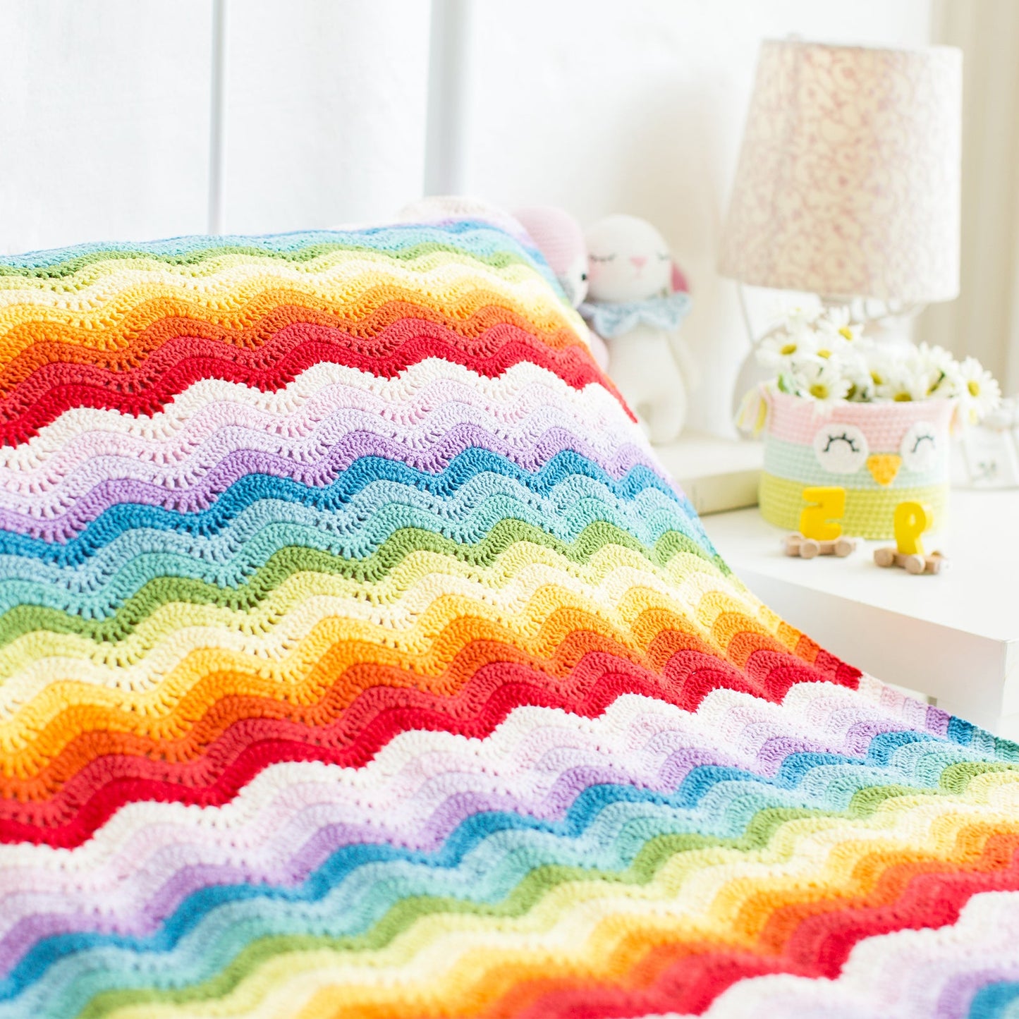Rainbow Wave Blanket Crochet Yarn Kit | Susan's Family Crochet Kit for Beginners