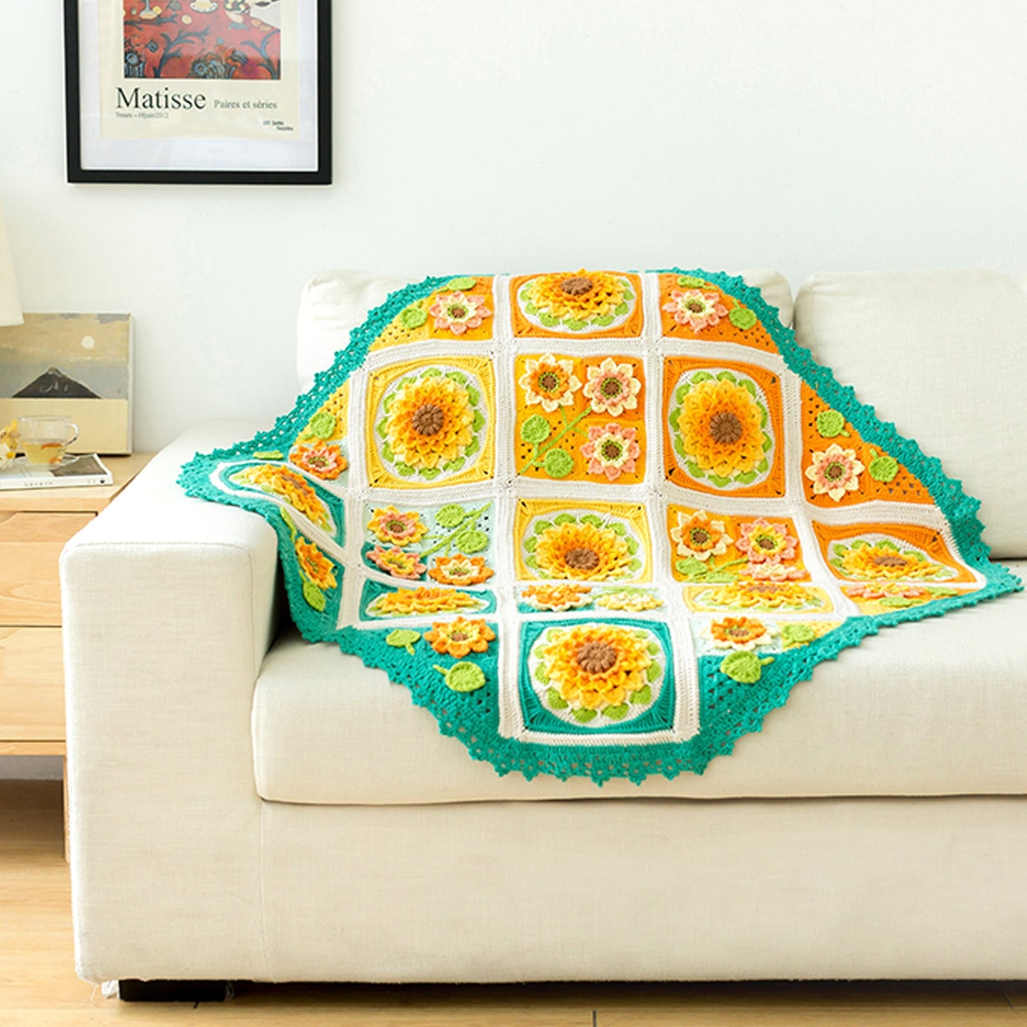 Sunflower Blanket Crochet Yarn Kit | Susan's Family Beginners Crochet Kit