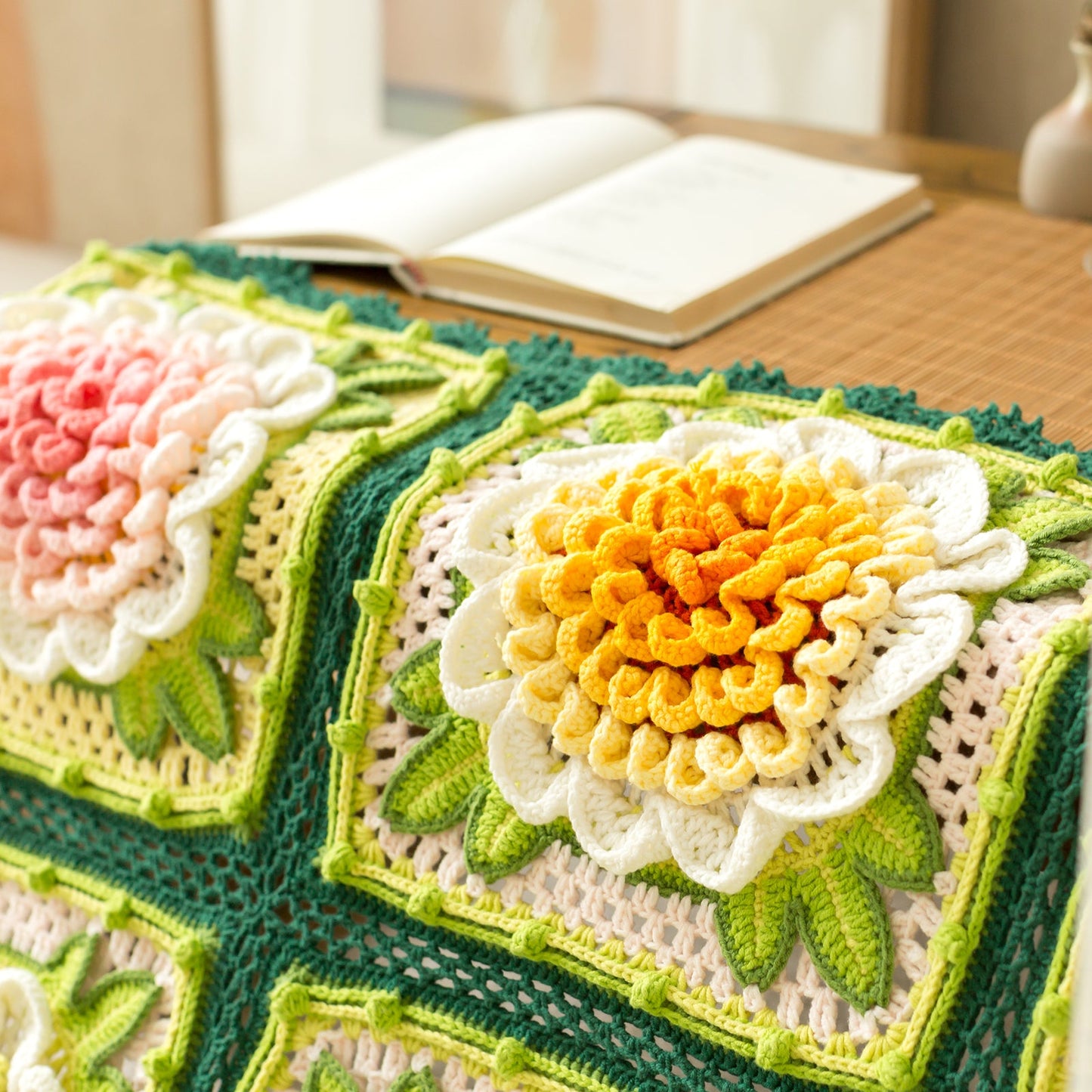 Blossoming Prosperity Peony Blanket Crochet Yarn Kit | Susan's Family Chinese Aesthetics Blanket