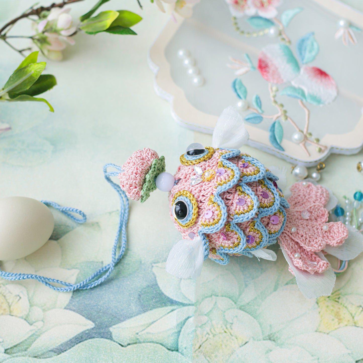 GoldFish Egg Pouch Crochet Yarn Kit | Chinese Aesthetics Series | Susan's Family