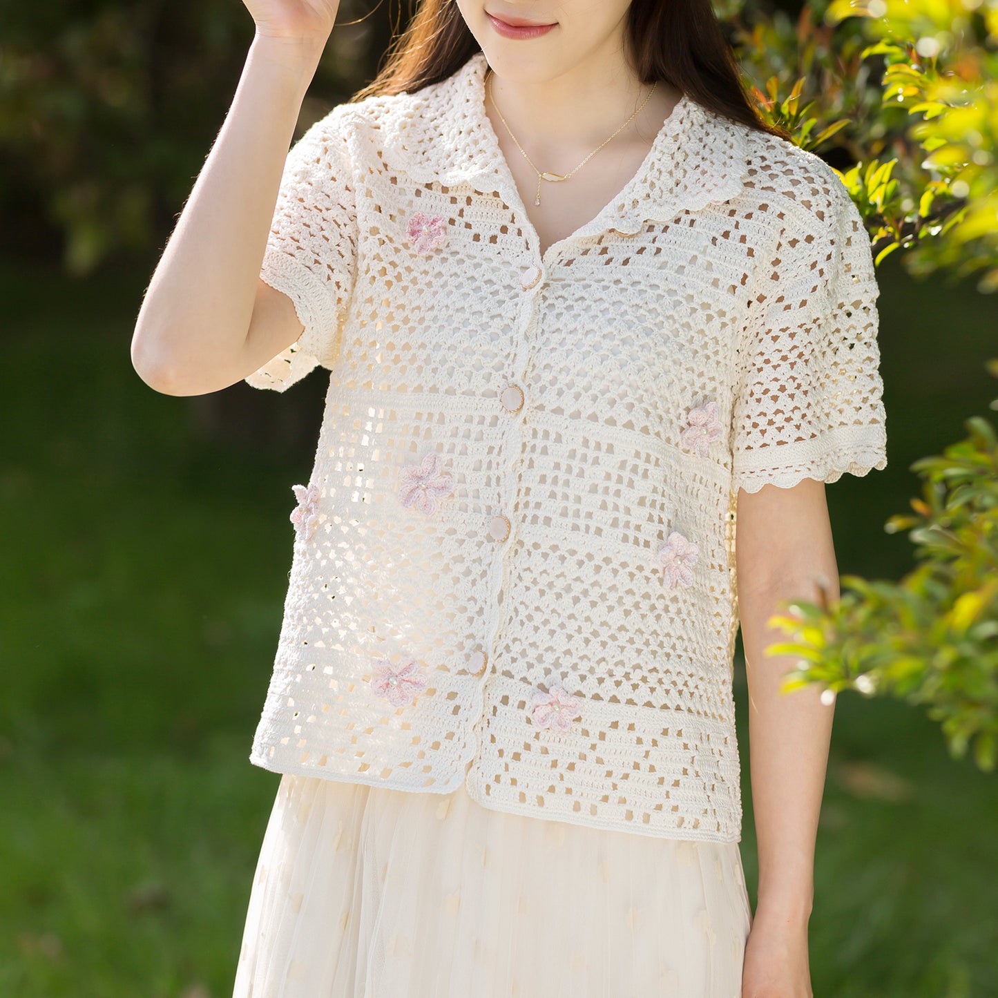 Falling Flowers Lace Cardigan Crochet Yarn Kit | Susan's Family
