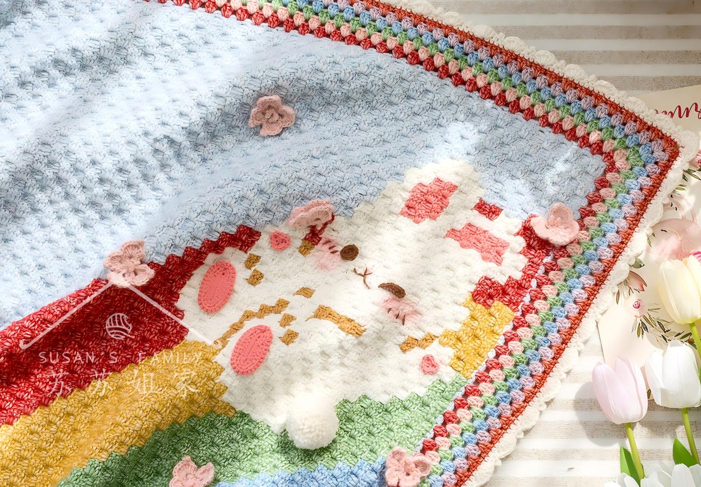 Rainbow Bunny Blanket Crochet Kit
