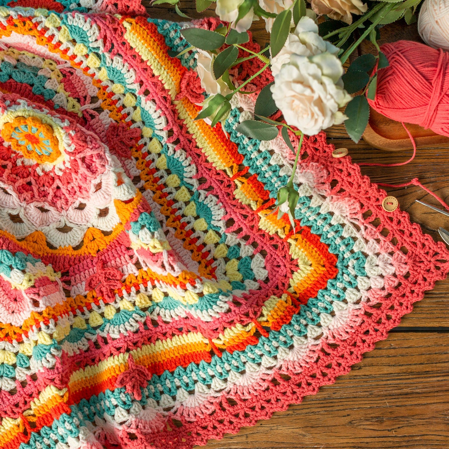 Camellia Butterfly Pillow Blanket Crochet Yarn Kit | Susan's Family Cushion Cover Yunnan Style