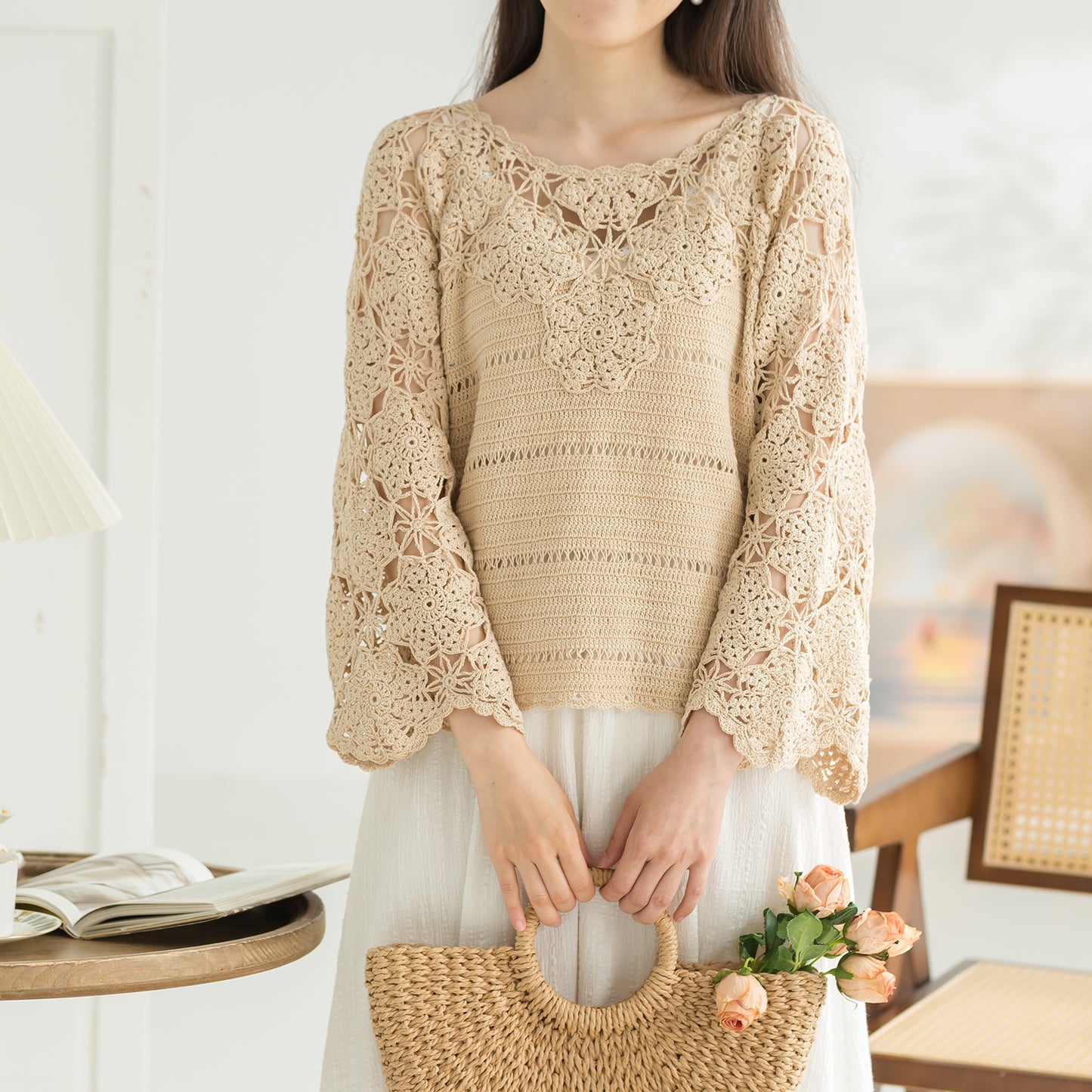 Summer Lace Pullover Crochet Yarn Kit | Feng Series | Susan's Family