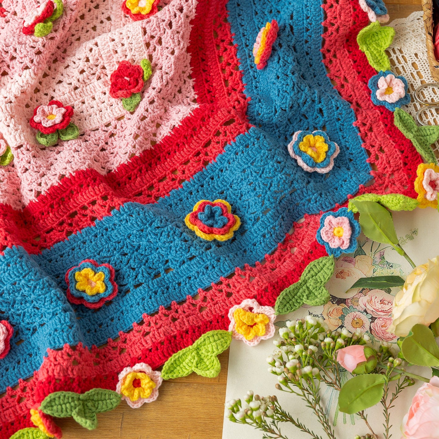 Floral Shawl Crochet Yarn Kit | Susan's Family Crochet Kit
