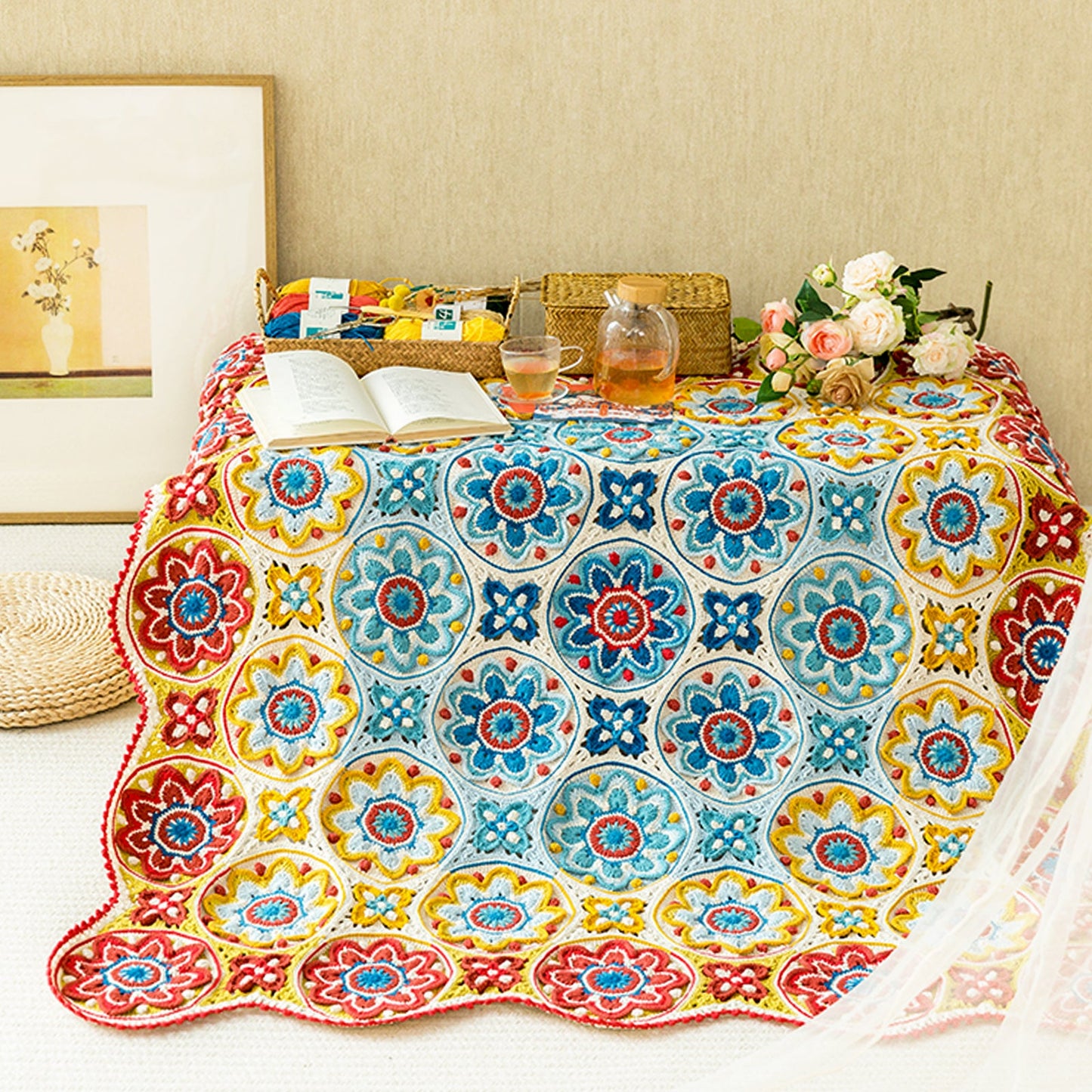 Tuanhua Dome Blanket Crochet Yarn Kit | Susan's Family Beginners Crochet Kit, Floral dome blanket