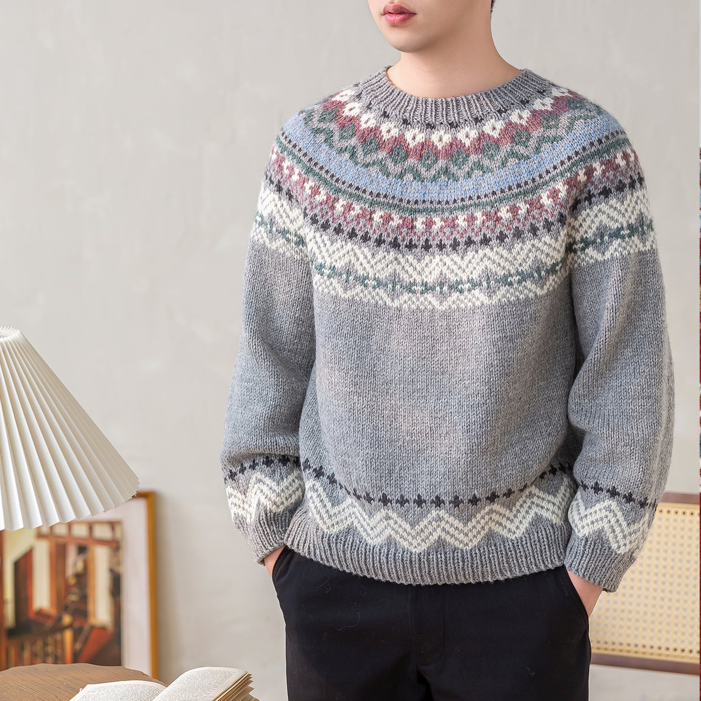 Icelandic Yoke Sweater Knit Yarn Kit | Nordic Aesthetics Series | Susan's Family