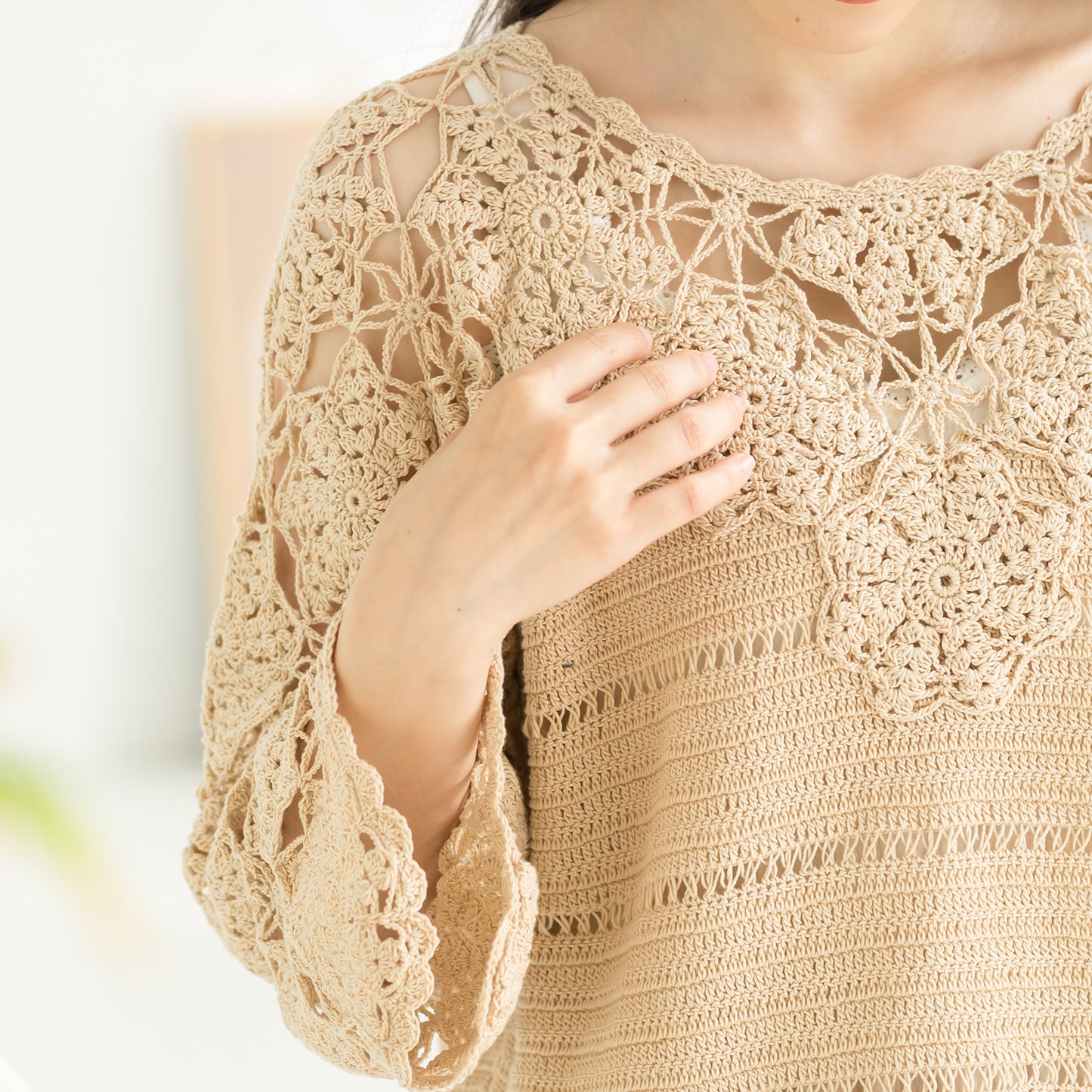 Summer Lace Pullover Crochet Yarn Kit | Feng Series | Susan's Family