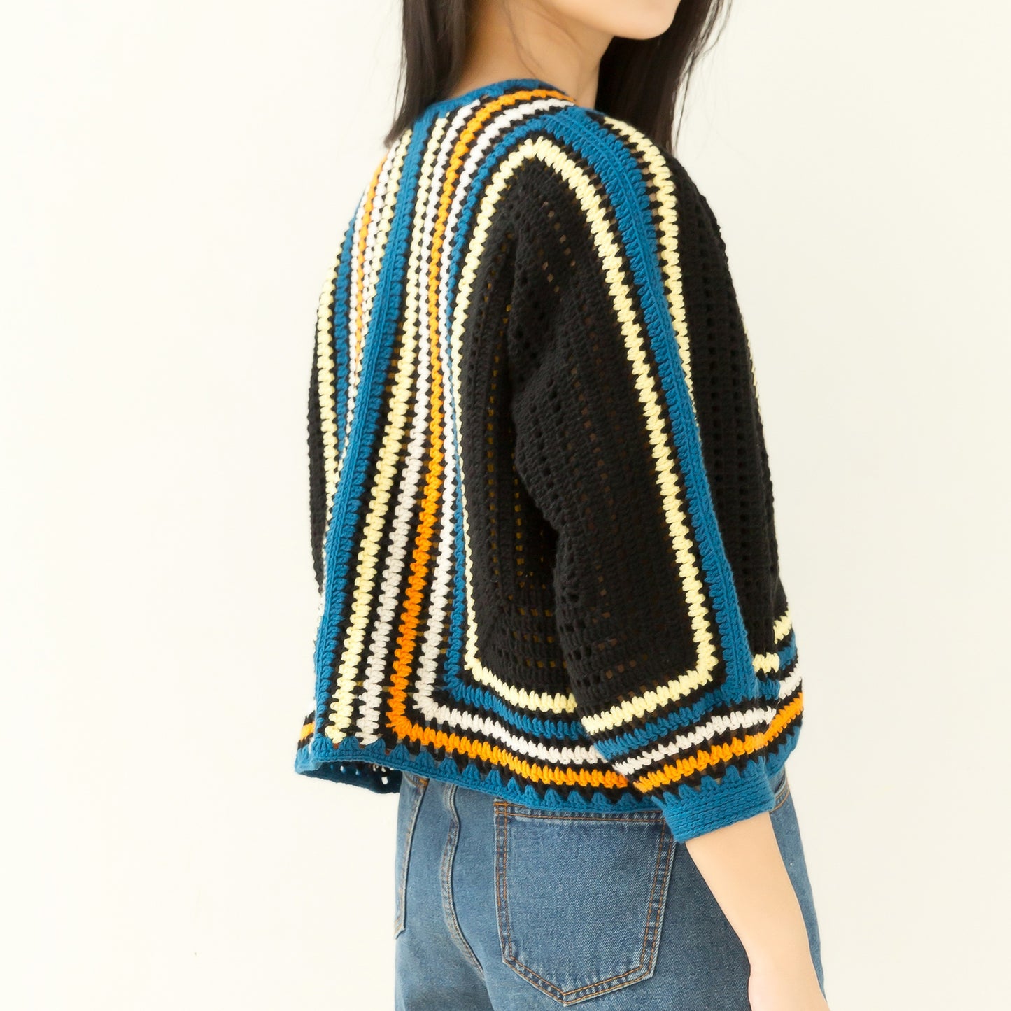 Stylish Striped Cardigan Crochet Yarn Kit | Transetter Series | Susan's Family