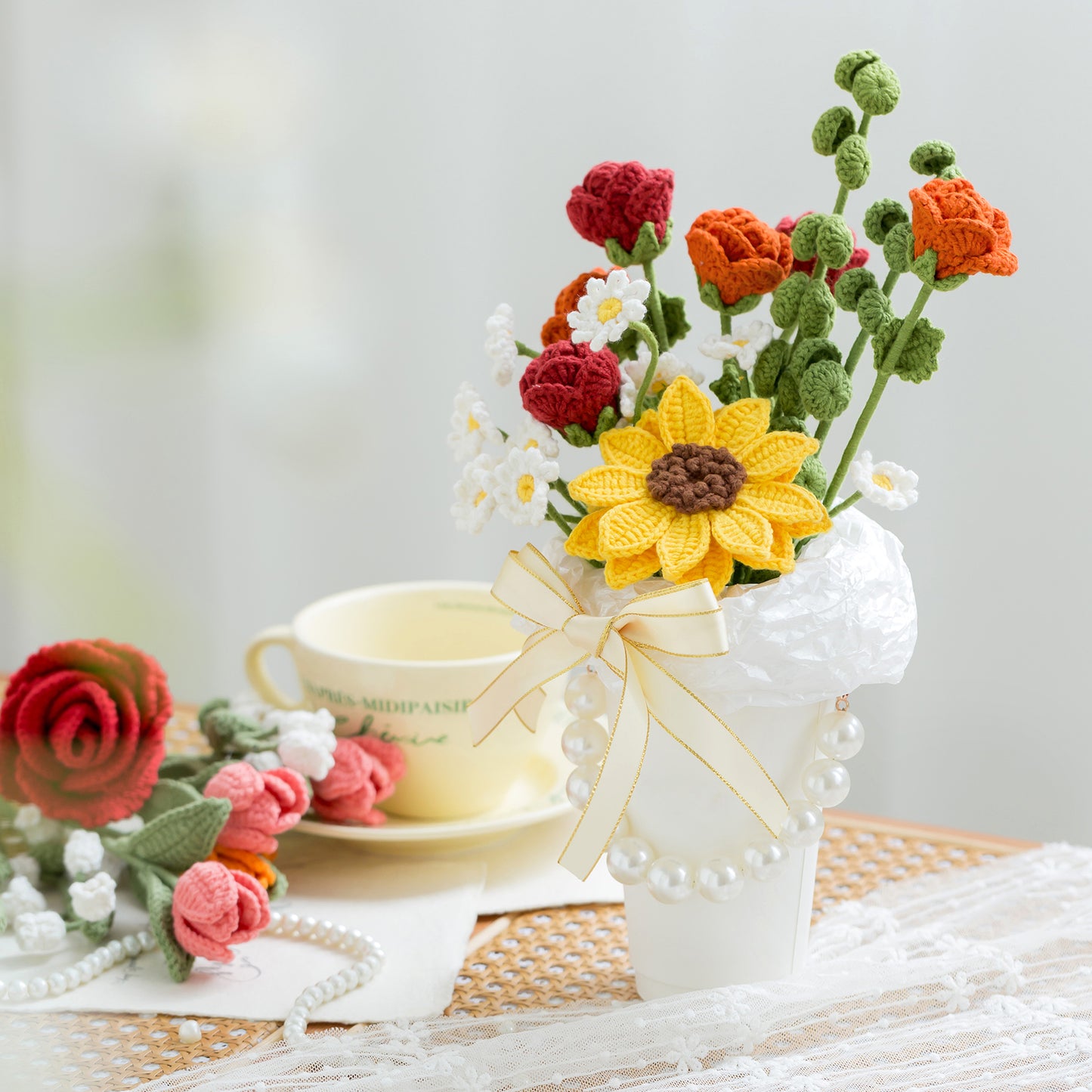 Milk Tea Bouquet Pen Crochet Yarn Kit | Susan's Family