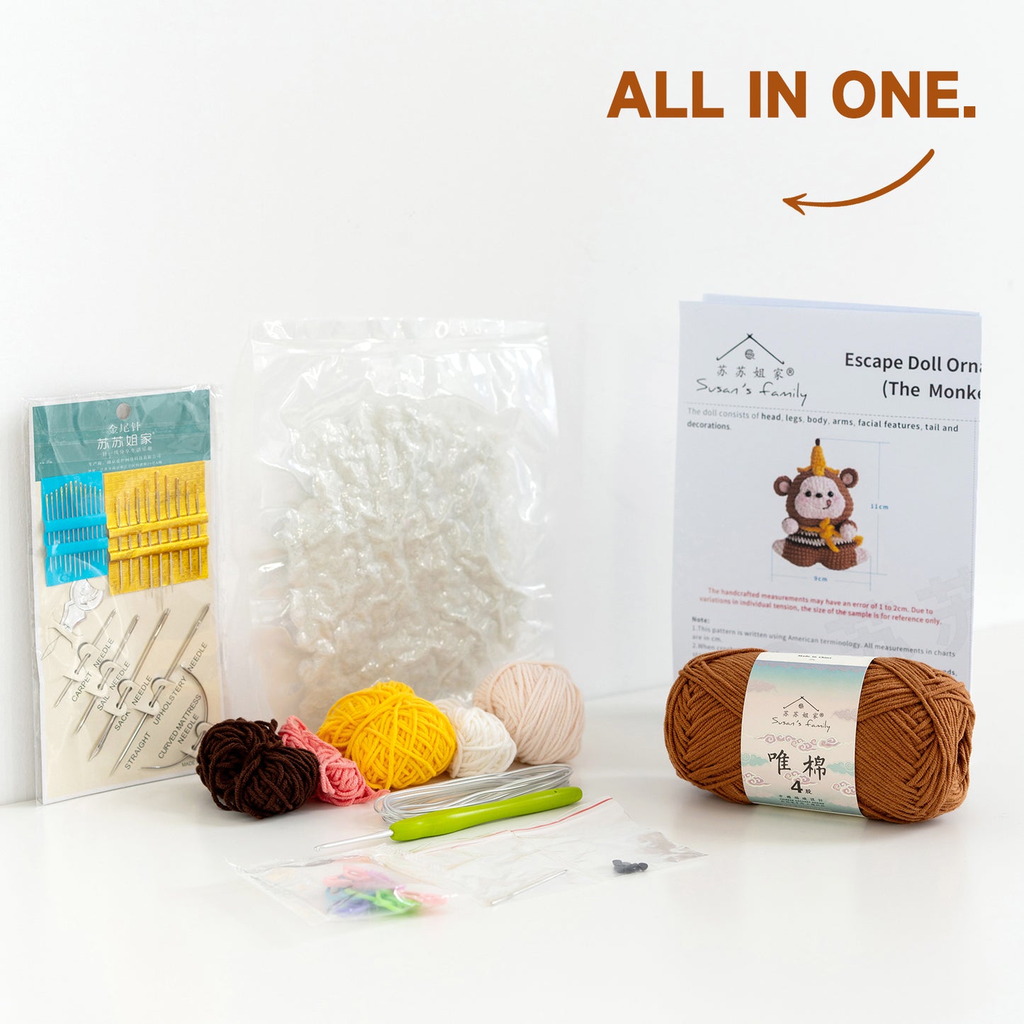 Escape Doll Ornaments Crochet Yarn Kit | Susan's Family