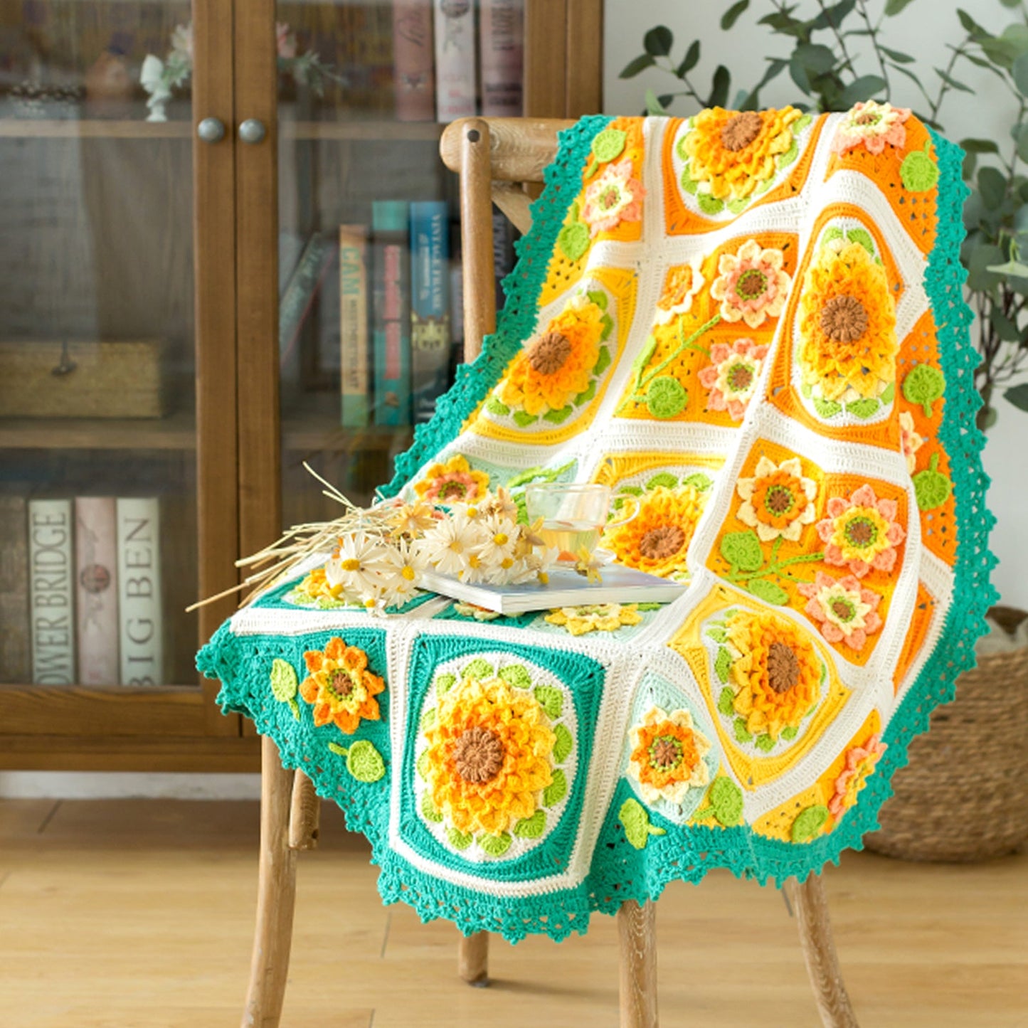 Sunflower Blanket Crochet Yarn Kit | Susan's Family Beginners Crochet Kit