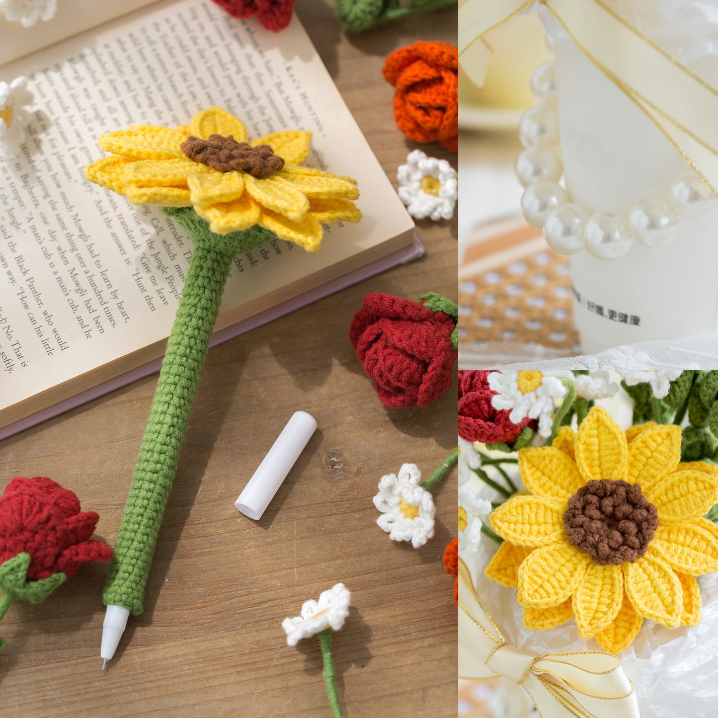 Milk Tea Bouquet Pen Crochet Yarn Kit | Susan's Family