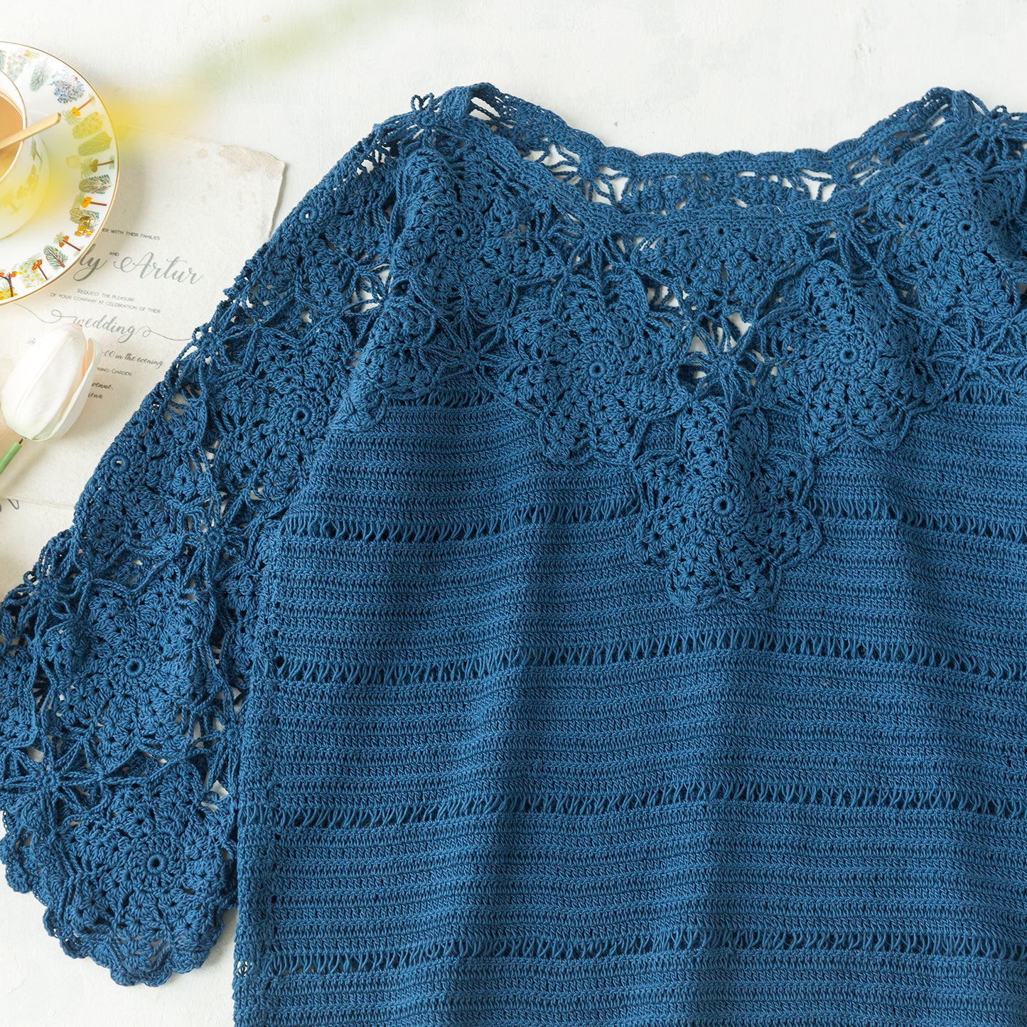 Summer Lace Pullover Crochet Yarn Kit | Feng Series | Susan's Family