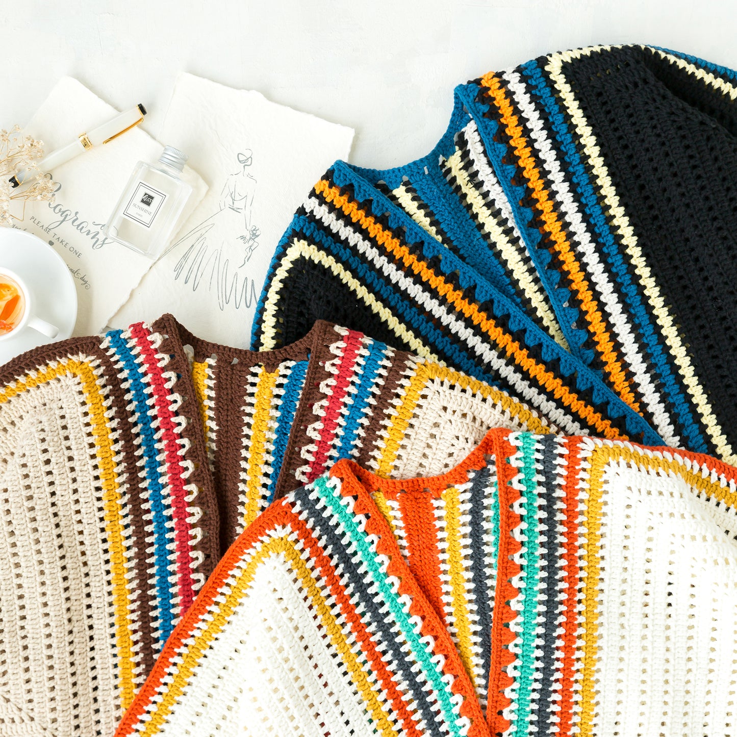 Stylish Striped Cardigan Crochet Yarn Kit | Transetter Series | Susan's Family