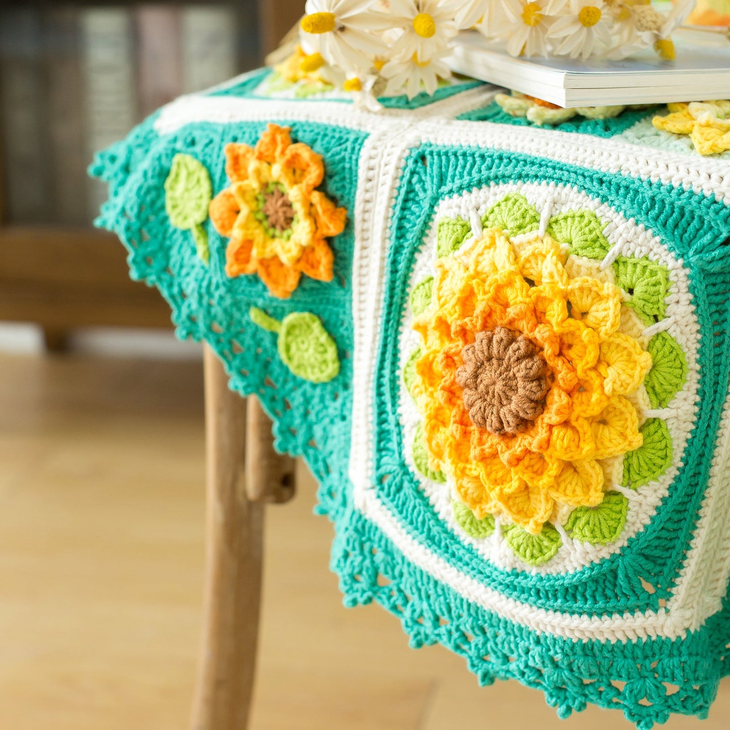 Sunflower Blanket Crochet Yarn Kit | Susan's Family Beginners Crochet Kit