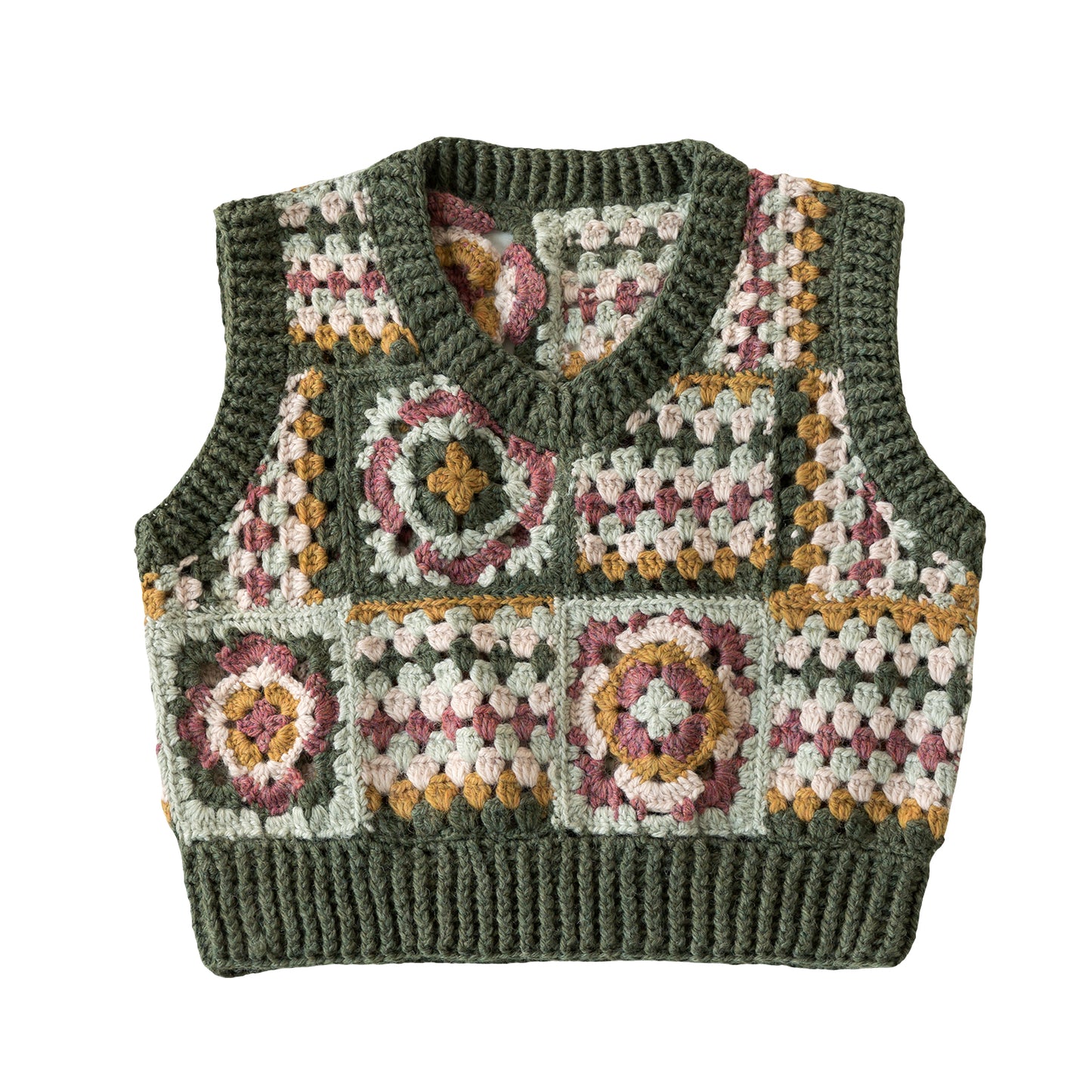 Qingyang Retro Mosaic Vest Crochet Yarn Kit | Retro Nostalgia Series | Susan's Family