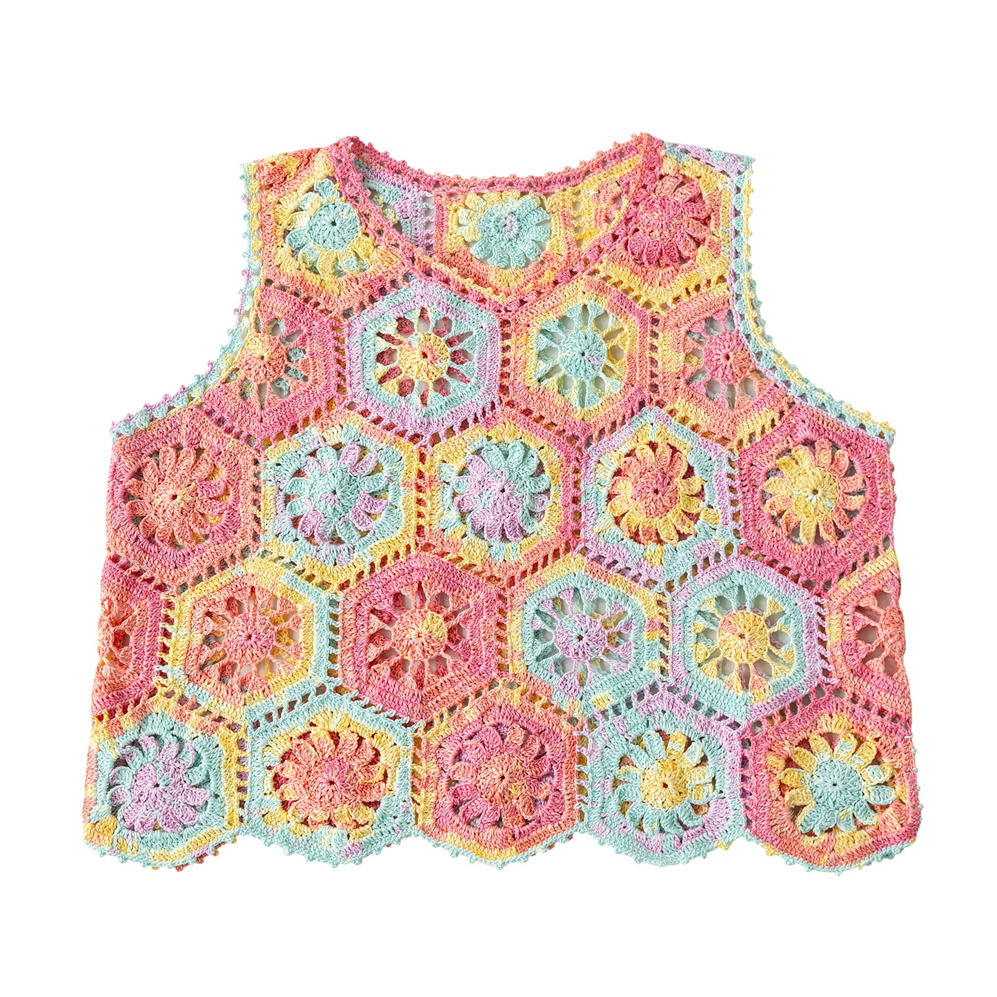 Liuyun Patchwork Pullover Vest Crochet Yarn Kit | Susan's Family